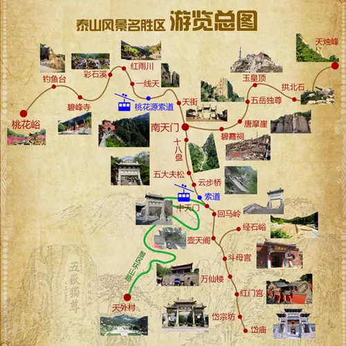 泰山旅游线路景点图图片